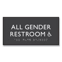 Headline ADA Sign, All Gender Restroom Accessible, Plastic, 4 x 4, Clear/White (69921)