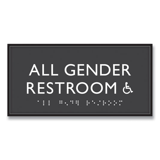 Headline ADA Sign, All Gender Restroom Accessible, Plastic, 4 x 4, Clear/White (69921)