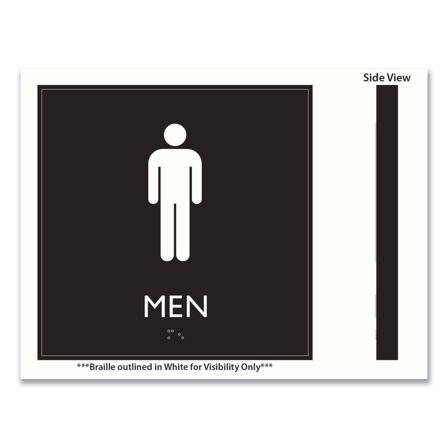 Headline ADA Sign, Men, Plastic, 8 x 8, Clear/White (66914)