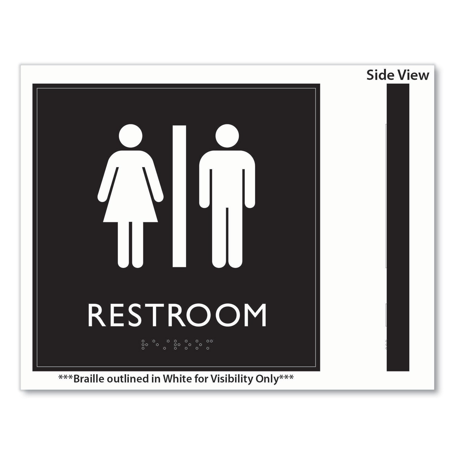 Headline ADA Sign, Unisex Restroom, Plastic, 8 x 8, Clear/White (66910)