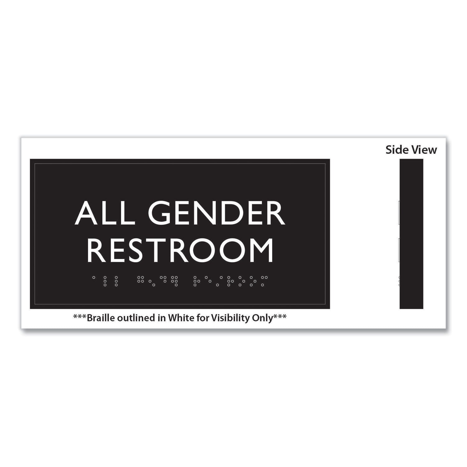 Headline ADA Sign, All Gender Restroom, Plastic, 4 x 4, Clear/White (69920)