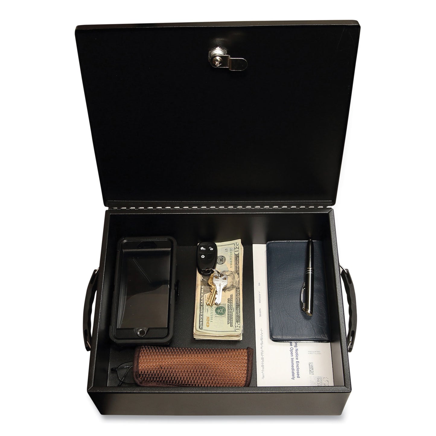 Honeywell Large Cash Management Box, Key Lock, 11 x 14.3 x 4.3, Steel, Black (6209)