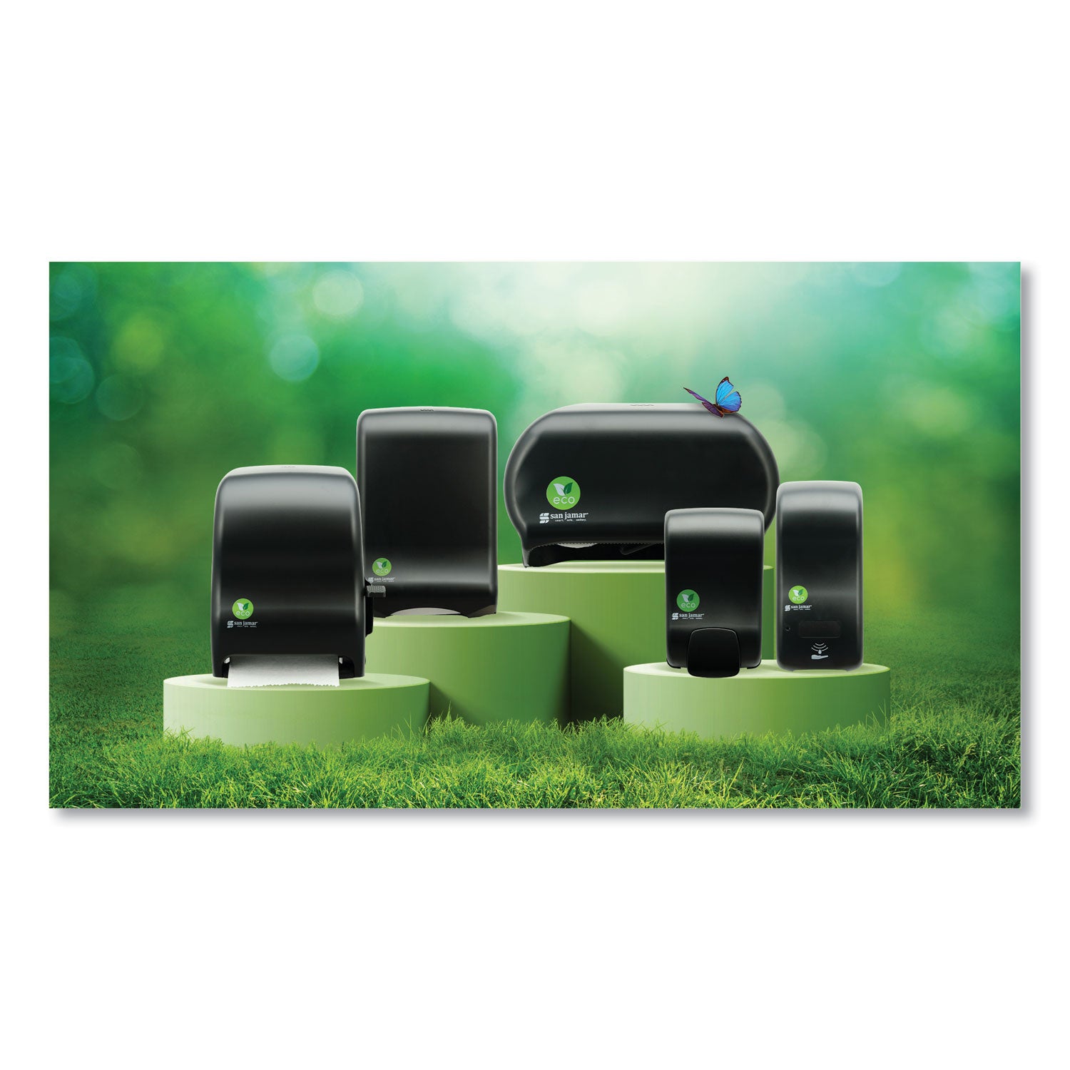 San Jamar Ecological Green Tissue Dispenser, 16.75 x 5.25 x 12.25, Black (R2000REBK)