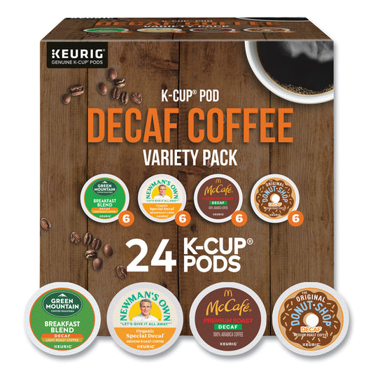 Keurig Decaf Variety Coffee K-Cups, Assorted Flavors, 0.38 oz K-Cup, 24/Box (9977)