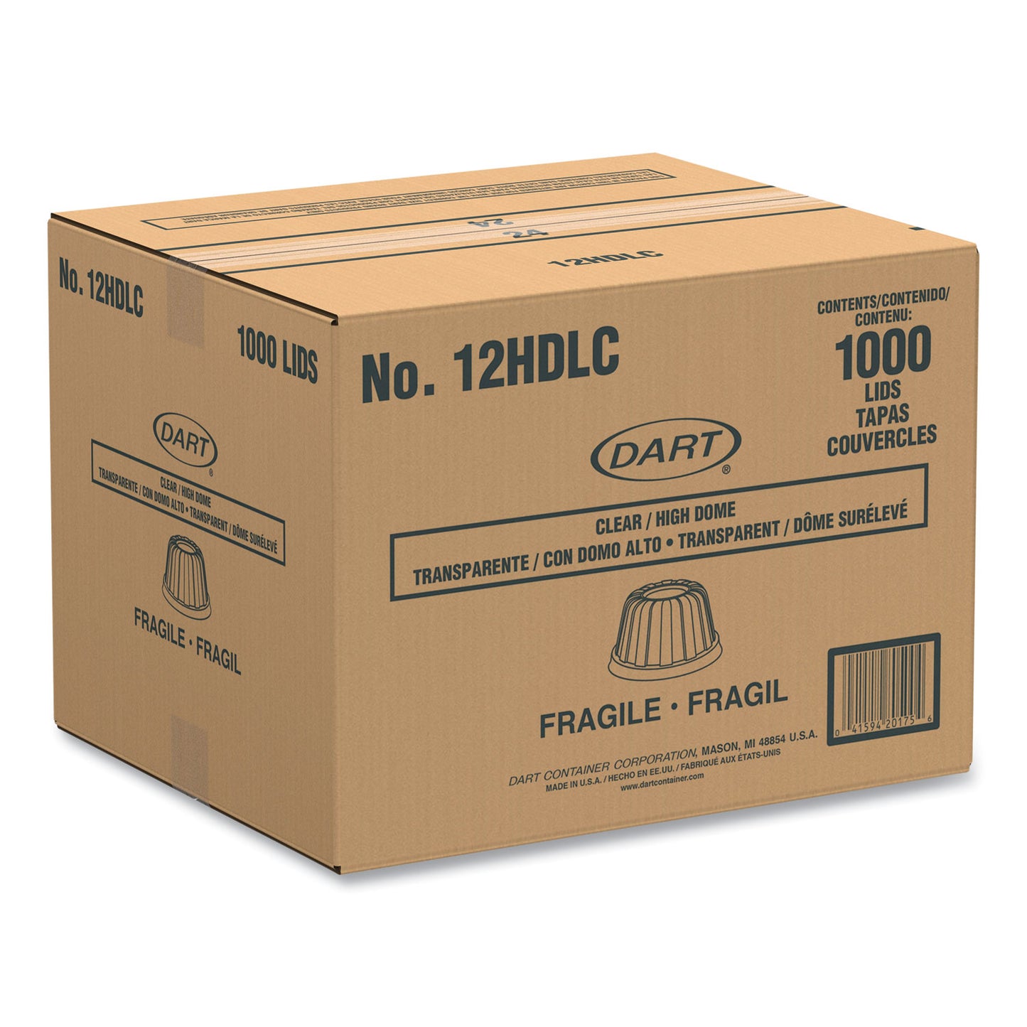 Dart D-T Sundae/Cold Cup Lids, Fits 6, 8, 12 oz Foam Cups, Clear, 50/Pack, 20 Packs/Carton (12HDLC)