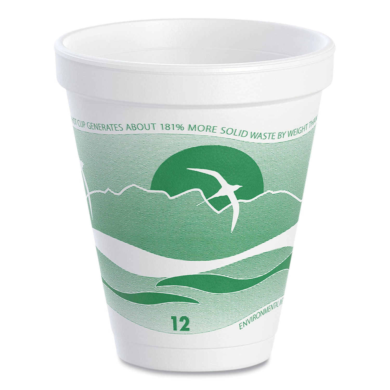 Dart Horizon Hot/Cold Foam Drinking Cups, 12 oz, Green/White, 25/Bag, 40 Bags/Carton (12J16H)