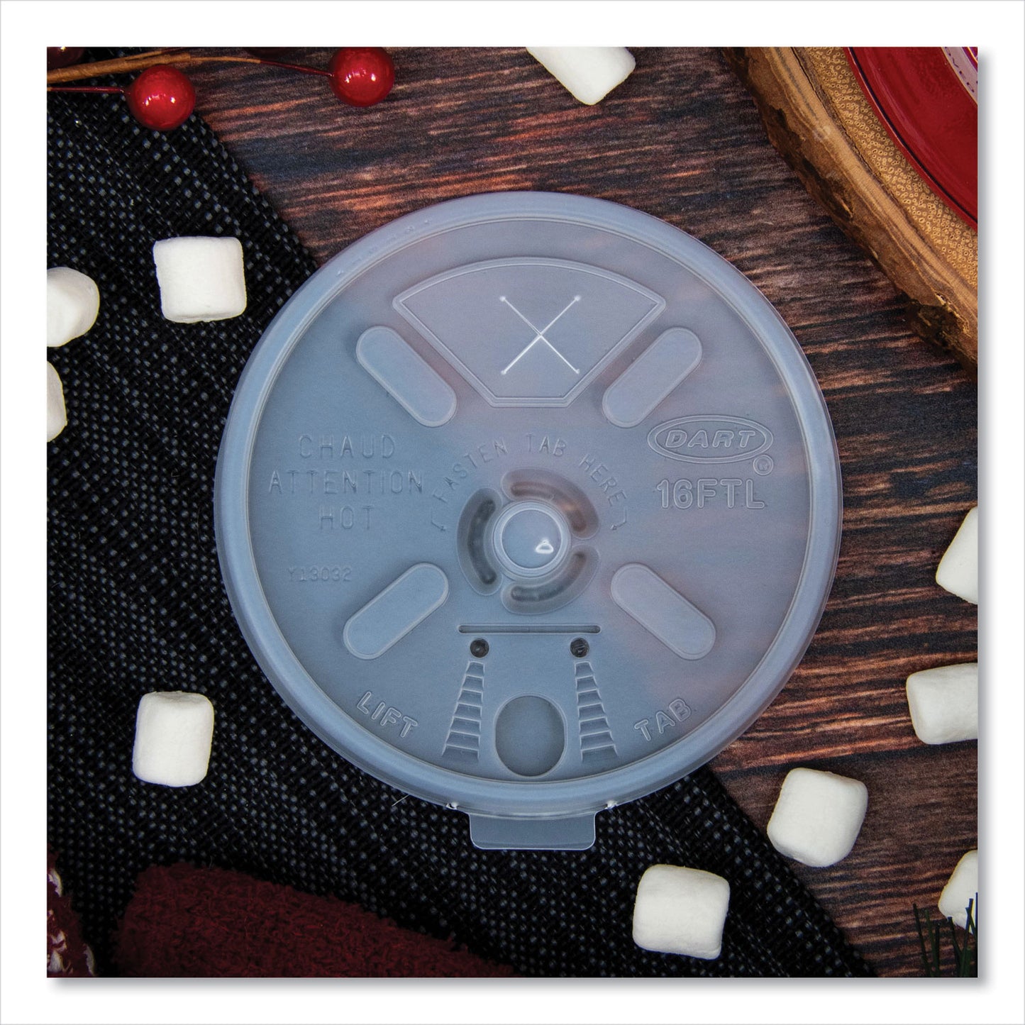 Dart Lift n' Lock Plastic Hot Cup Lids, With Straw Slot, Fits 12 oz to 24 oz Cups, Translucent, 100/Pack, 10 Packs/Carton (16FTLS)