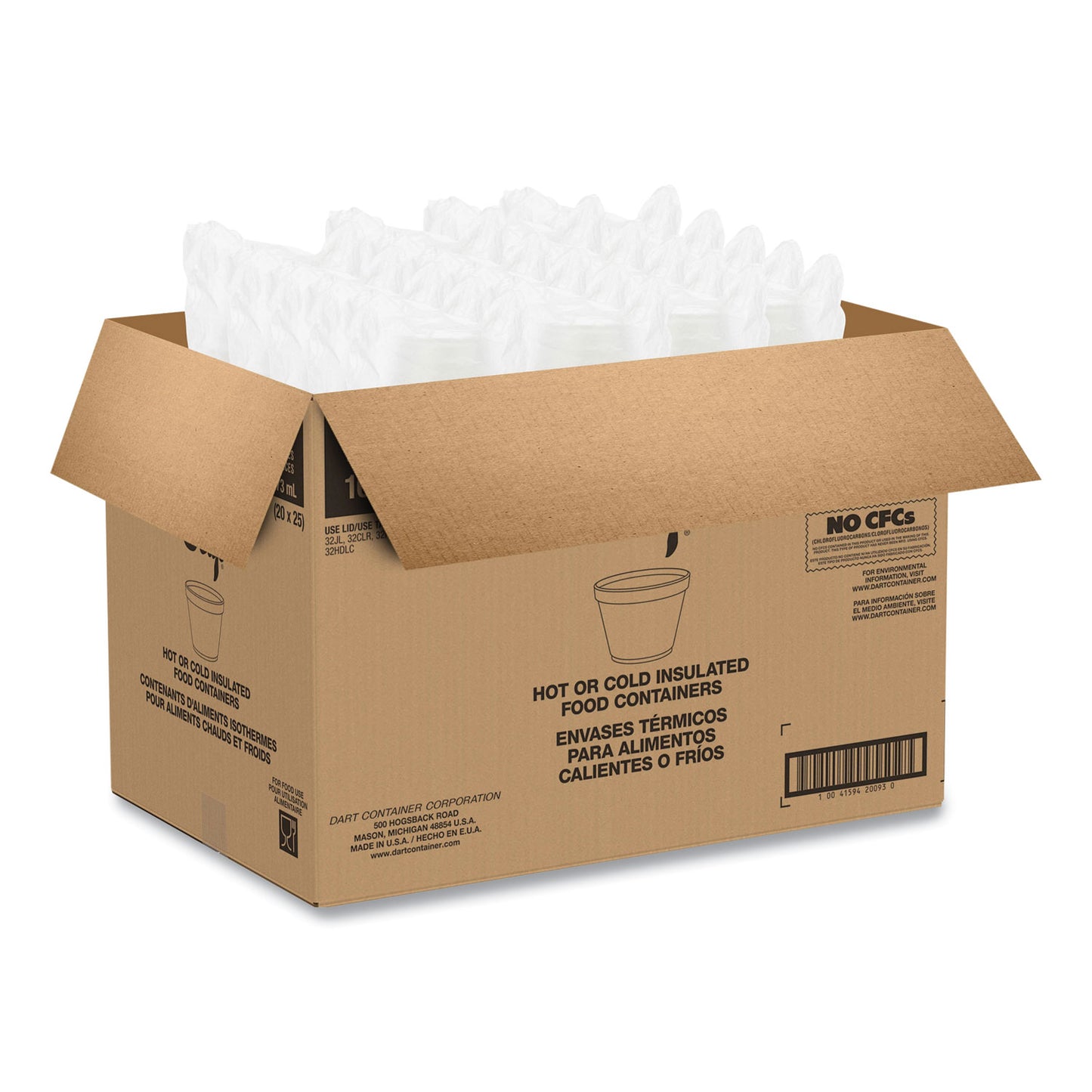 Dart Foam Containers, Extra Squat, 16 oz, White, 25/Bag, 20 Bags/Carton (16MJ32)