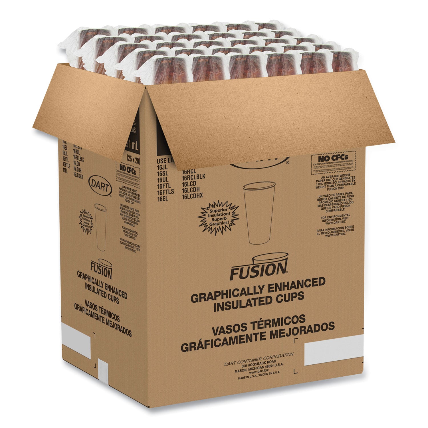 Dart Fusion Escape Foam Hot/Cold Cups, 20 oz, Brown/Black, 500/Carton (20U16ESC)