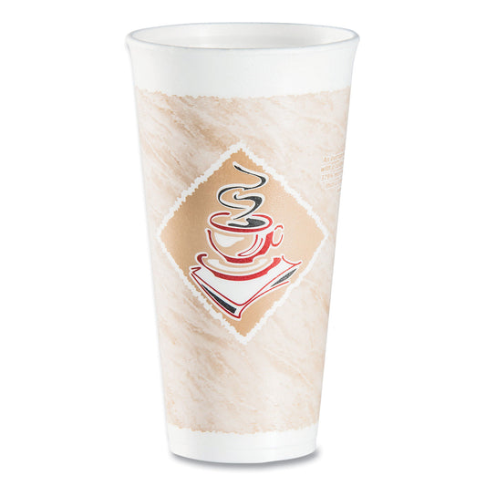 Dart Cafe G Foam Hot/Cold Cups, 20 oz, Brown/Red/White, 20/Pack (20X16GPK)