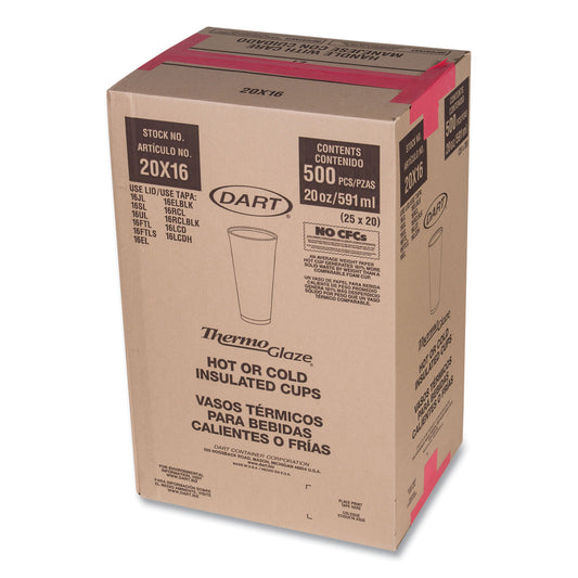 Dart Cafe G Foam Hot/Cold Cups, 20 oz, Brown/Red/White, 20/Pack (20X16GPK)