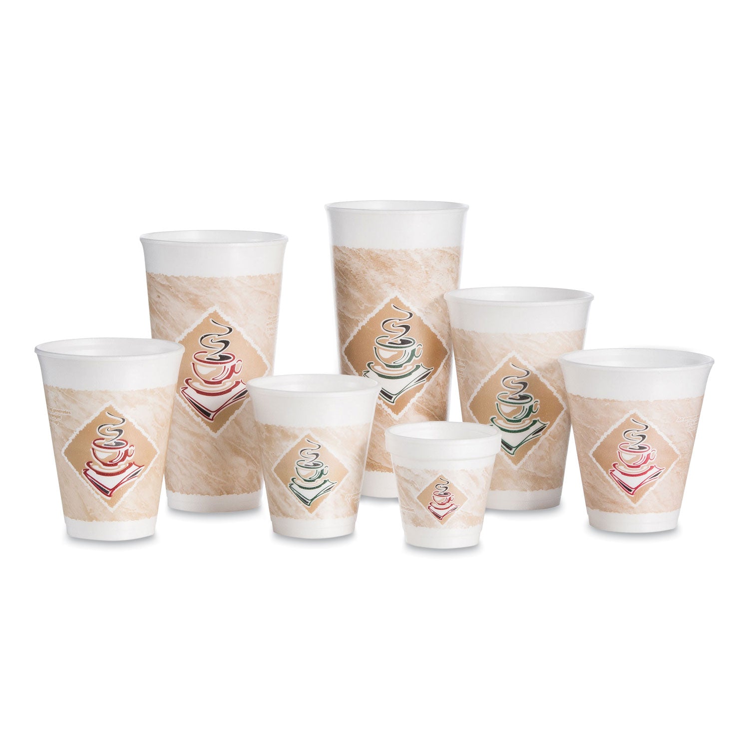 Dart Cafe G Foam Hot/Cold Cups, 20 oz, Brown/Red/White, 20/Pack (20X16GPK)