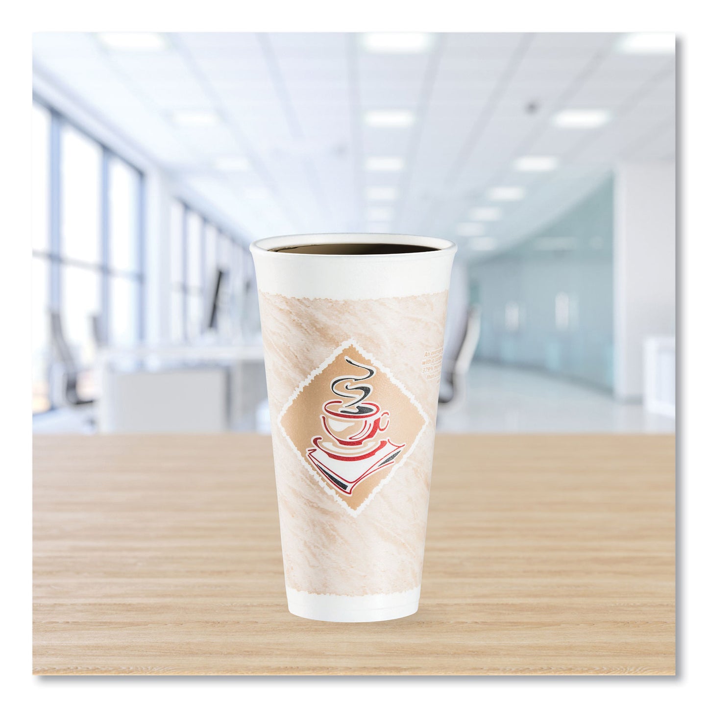 Dart Cafe G Foam Hot/Cold Cups, 20 oz, Brown/Red/White, 20/Pack (20X16GPK)