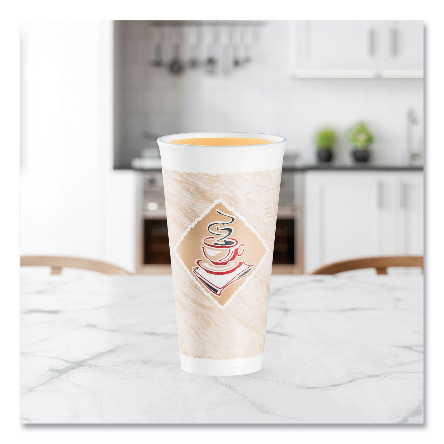 Dart Cafe G Foam Hot/Cold Cups, 20 oz, Brown/Red/White, 20/Pack (20X16GPK)