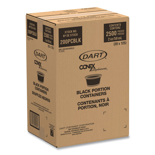 Dart Conex Complements Portion/Medicine Cups, 2 oz, Black, 125/Bag, 20 Bags/Carton (200PCBLK)