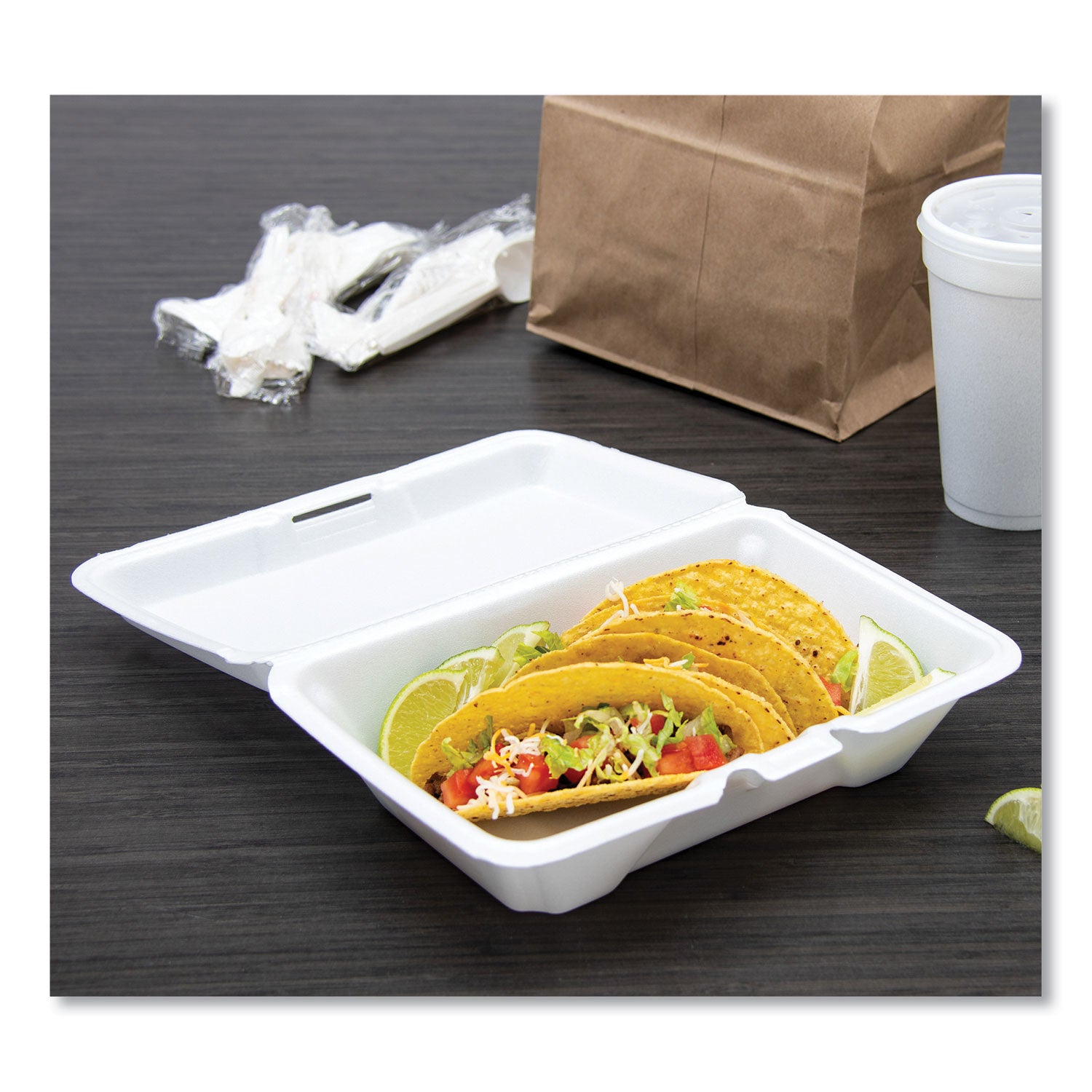 Dart Foam Hinged Lid Containers, 1-Compartment, 6.4 x 9.3 x 2.9, White, 100/Pack, 2 Packs/Carton (205HT1)