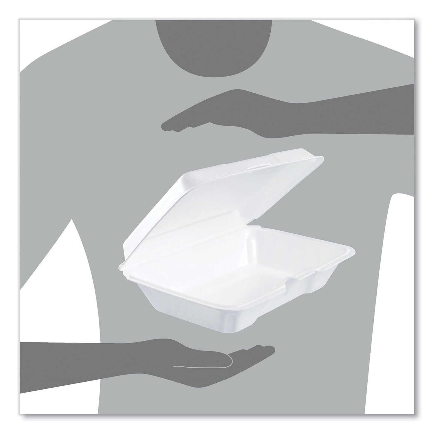Dart Foam Hinged Lid Containers, 6.4 x 9.3 x 2.6, White, 200/Carton (206HT1R)