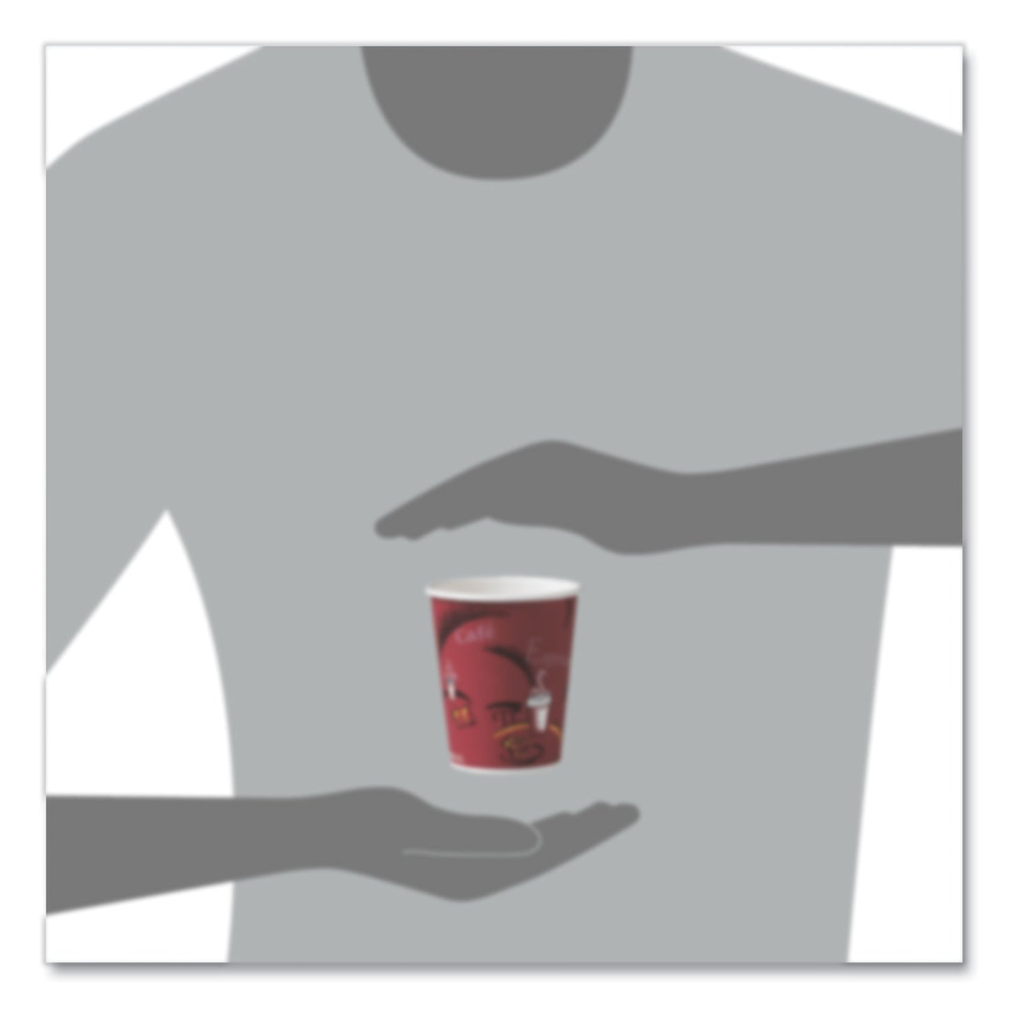 SOLO Paper Hot Drink Cups in Bistro Design, 10 oz, Maroon, 50/Pack (370SIPK)