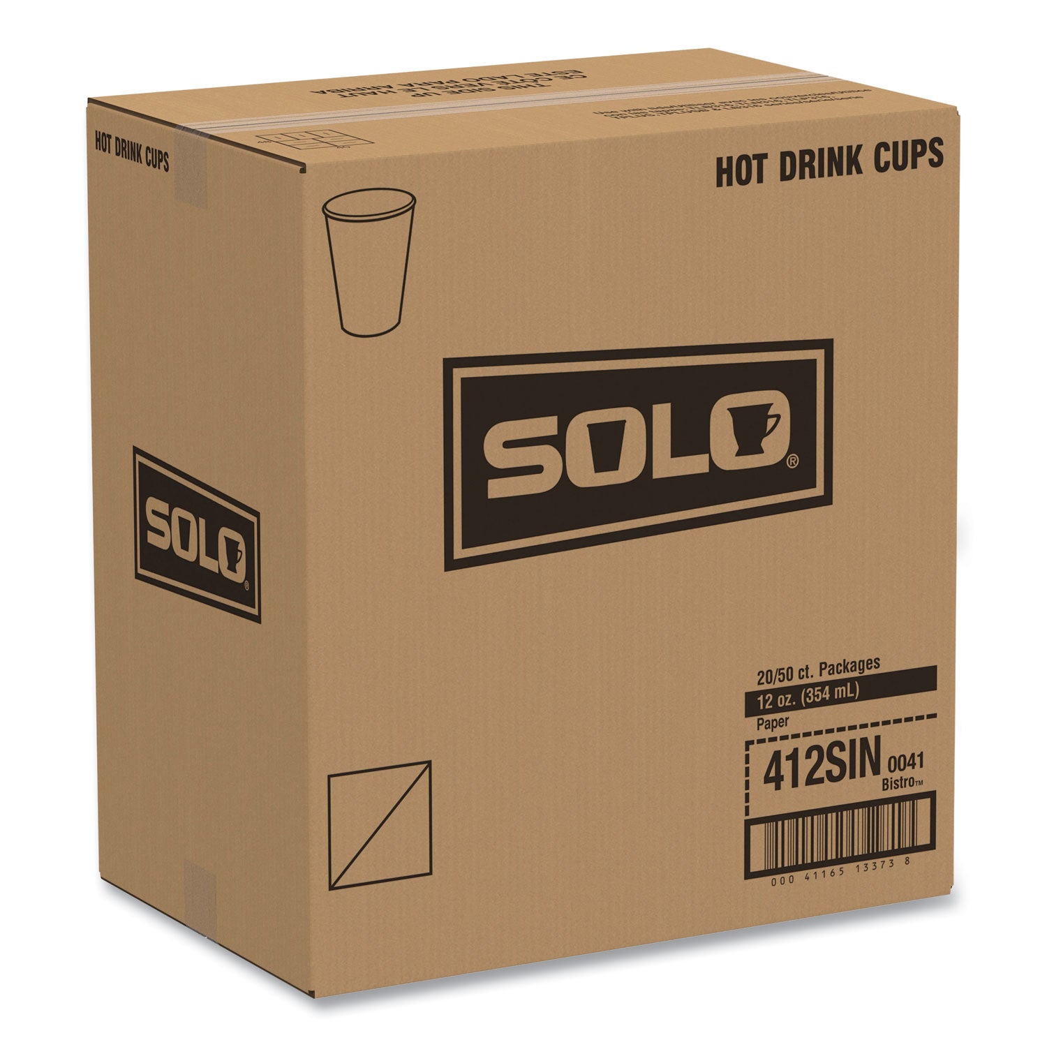 SOLO Paper Hot Drink Cups in Bistro Design, 12 oz, Maroon, 50/Pack (412SINPK)