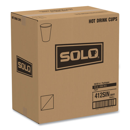 SOLO Paper Hot Drink Cups in Bistro Design, 12 oz, Maroon, 50/Pack (412SINPK)