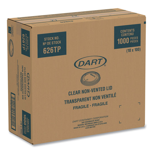 SOLO PETE Plastic Flat Cold Cup Lids, Fits 12 oz to 24 oz Cups, Clear, 1,000/Carton (626TP)