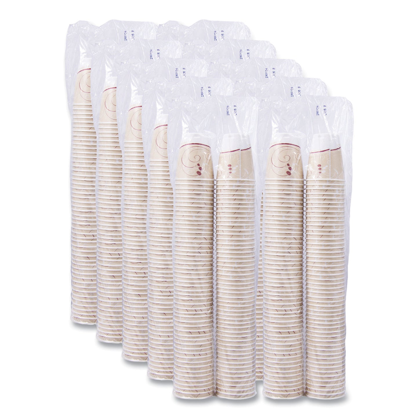 Dart Trophy Plus Dual Temperature Insulated Cups in Symphony Design, 8 oz, Beige, 100/Pack (X8J8002PK)