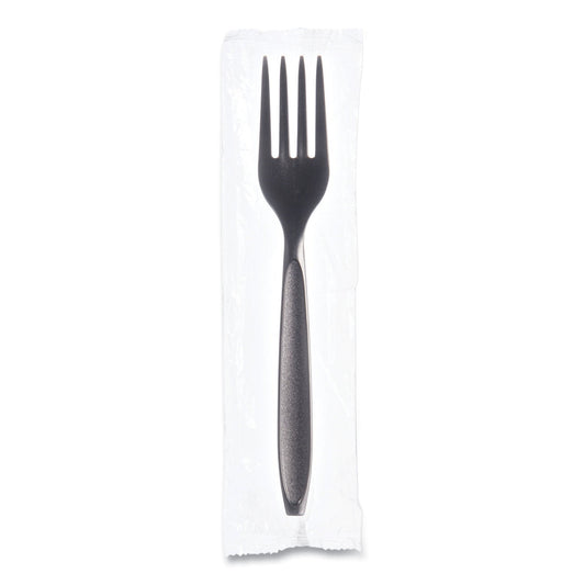 SOLO Reliance Mediumweight Cutlery, Fork, Black, 1,000/Carton (RSK10004)