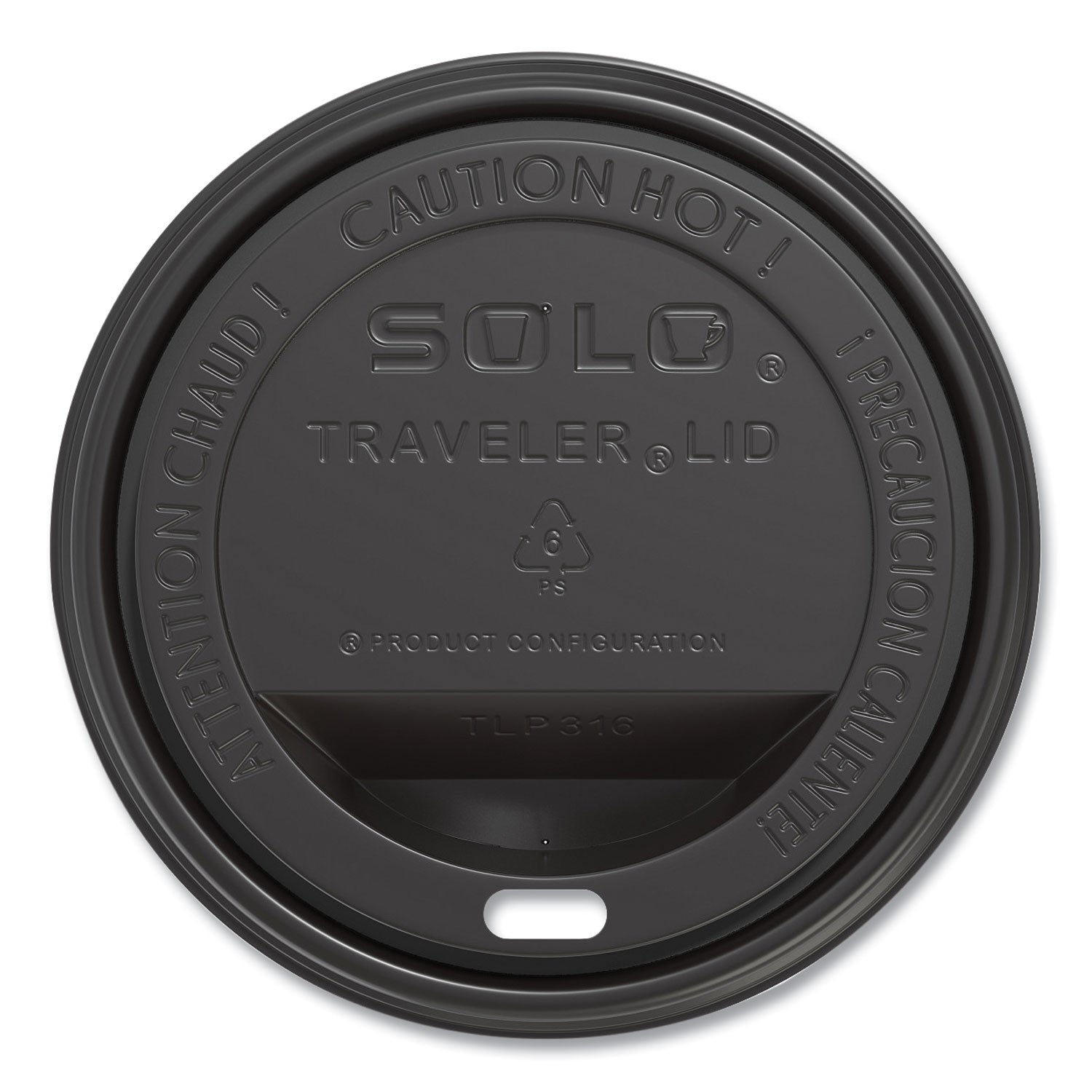 SOLO Traveler Cappuccino Style Dome Lid, Fits 10 oz to 24 oz Cups, Black, 100/Sleeve, 10 Sleeves/Carton (TLB316)