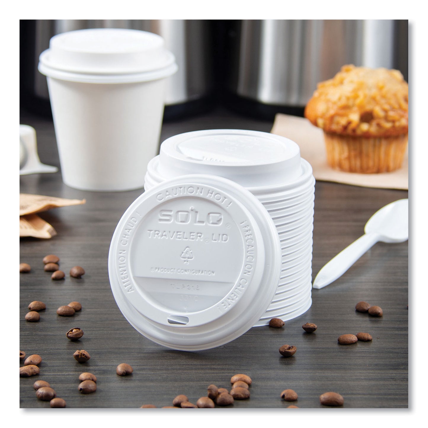 SOLO Traveler Cappuccino Style Dome Lid, Polystyrene, Fits 10 oz to 24 oz Hot Cups, White, 100/Pack, 10 Packs/Carton (TLP316)