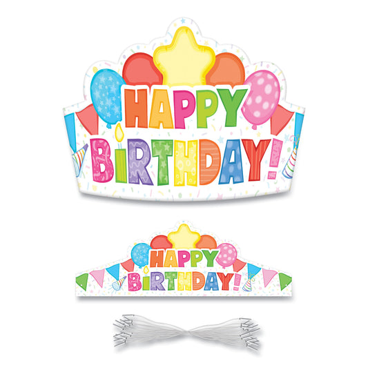 Carson-Dellosa Student Crown, Birthday, 14.5 x 5.13, Assorted Colors, 30/Pack (101100)