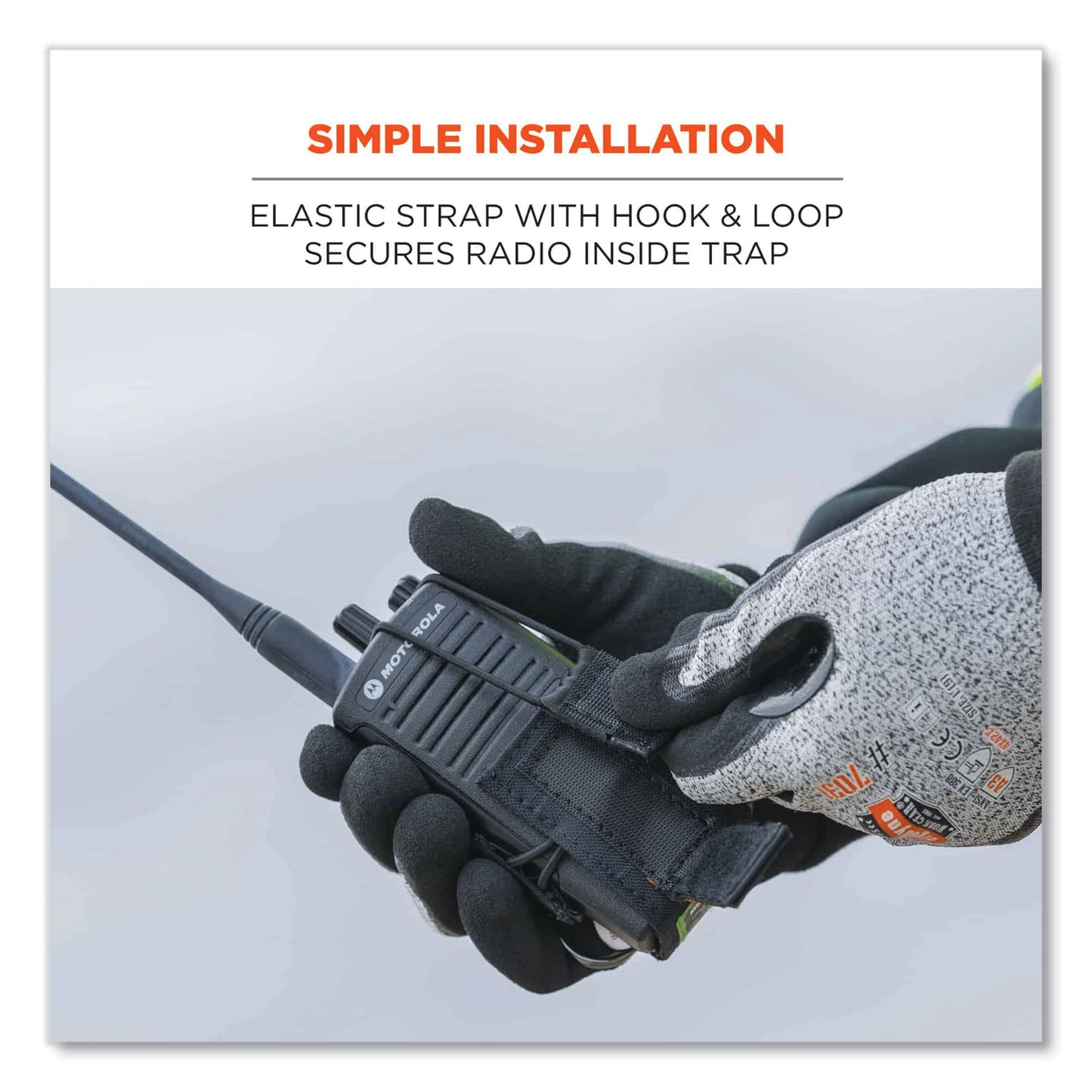 ergodyne Squids 3772 Radio Holster Trap, Large, 1.5 x 2 x 5, Polyester, Black (19773)