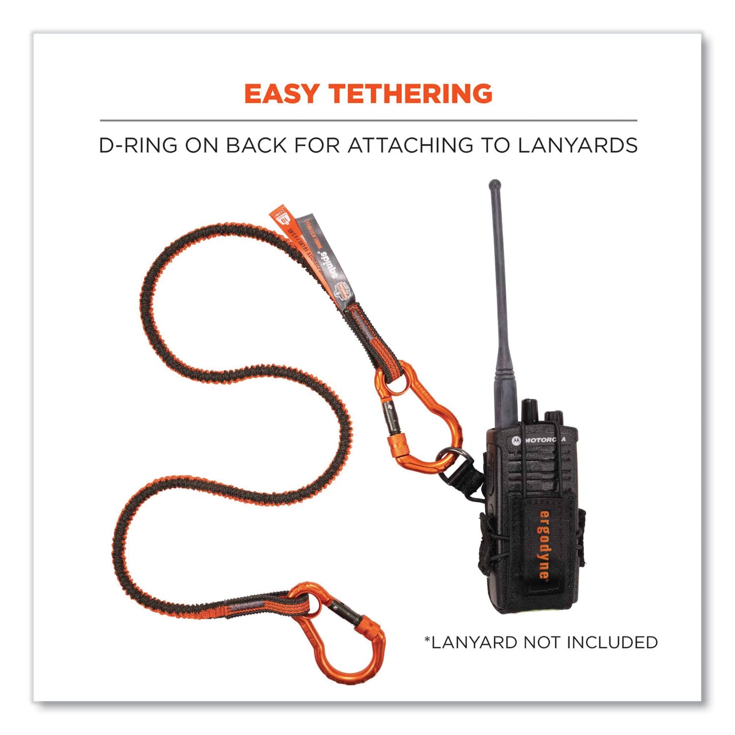 ergodyne Squids 3772 Radio Holster Trap, Large, 1.5 x 2 x 5, Polyester, Black (19773)