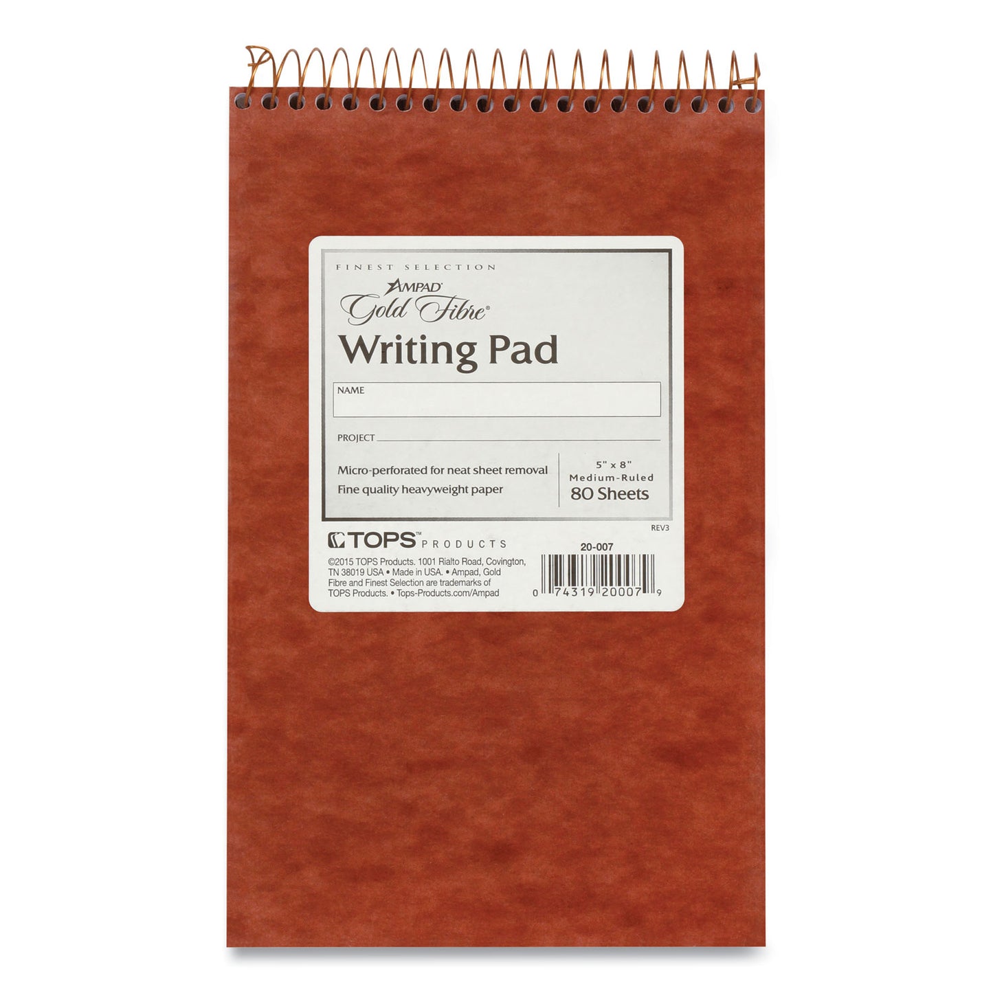 Ampad Gold Fibre Retro Wirebound Writing Pads, Medium/College Rule, Red Cover, 80 White 5 x 8 Sheets (20007)