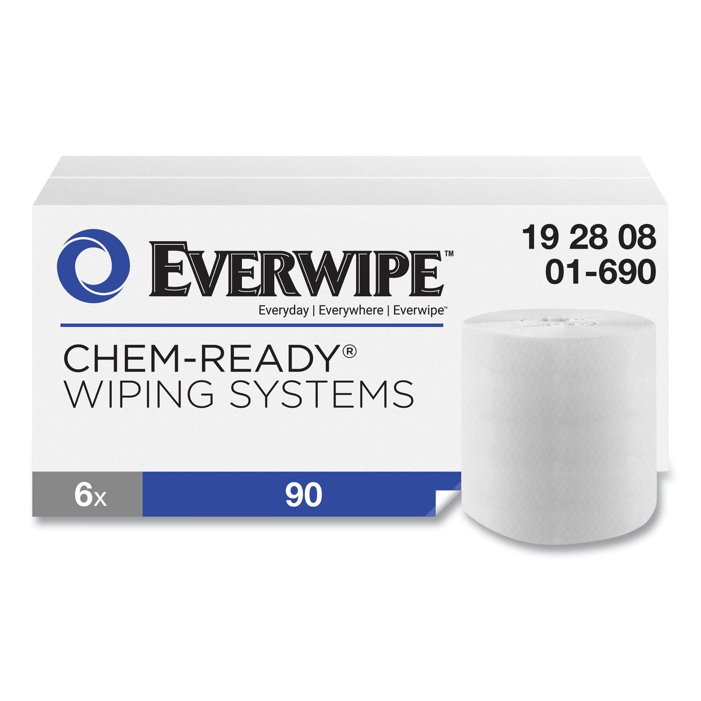 Everwipe Chem-Ready Dry Wipes, 10 x 12, 90/Box, 6 Boxes/Carton (192808)