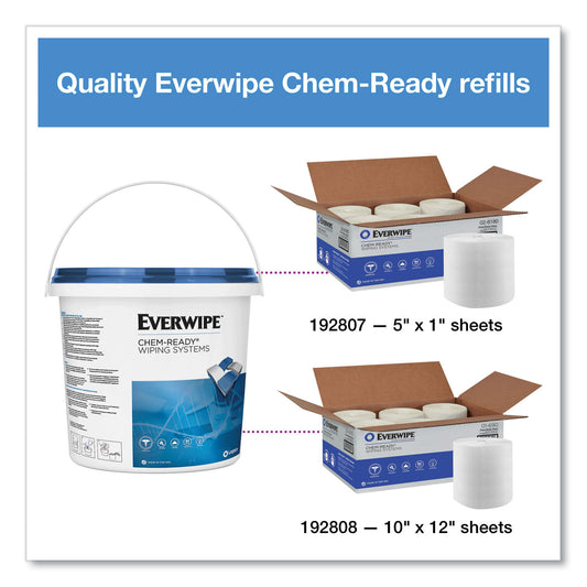 Everwipe Chem-Ready Wiping System Bucket, 7.13 x 7.13 x 7, White, 5/Carton (192812)