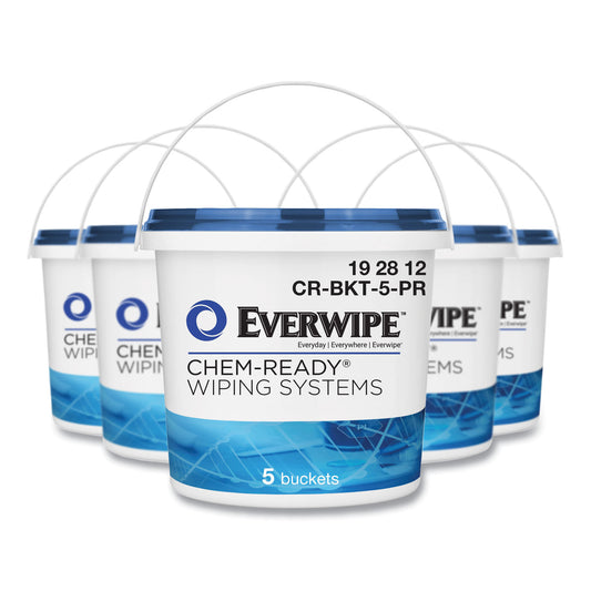 Everwipe Chem-Ready Wiping System Bucket, 7.13 x 7.13 x 7, White, 5/Carton (192812)