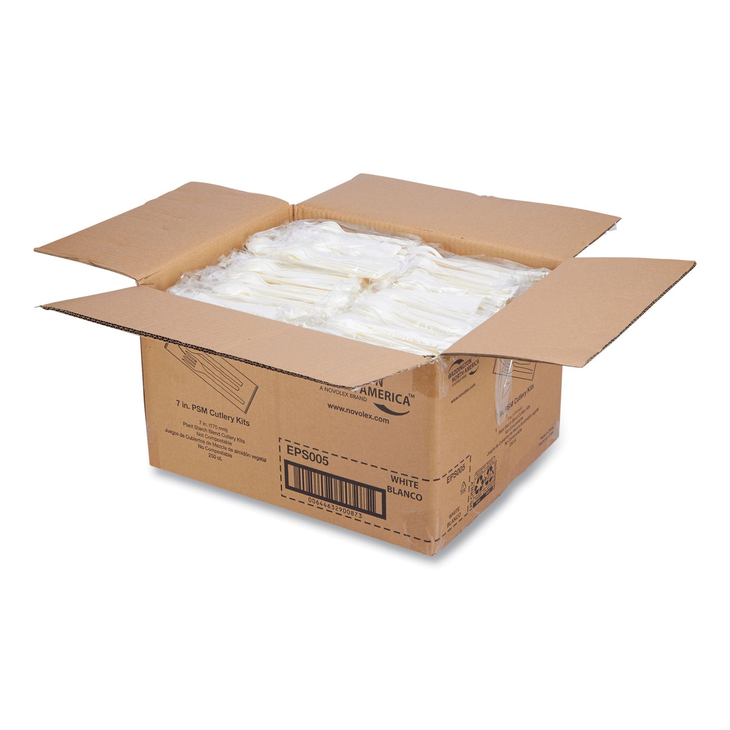 WNA EcoSense Renewable PSM Wrapped Cutlery Kit, White, 250/Carton (EPS005)