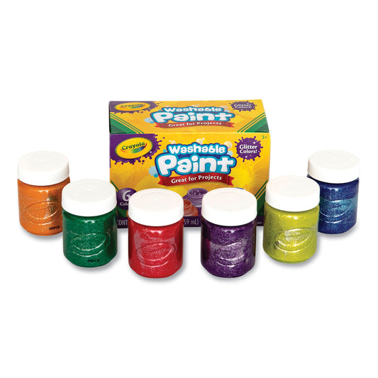 Crayola Washable Paint, 6 Assorted Classic Colors, 2 oz Bottle, 6/Pack (542400)