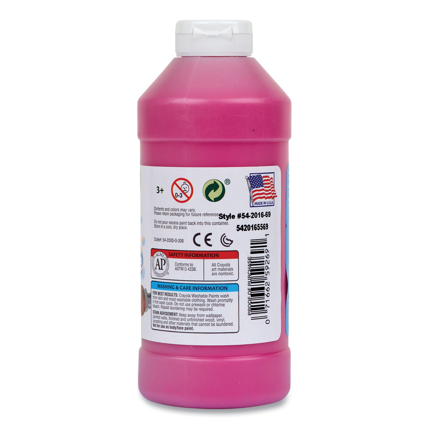 Crayola Washable Paint, Magenta, 16 oz Bottle (542016069)