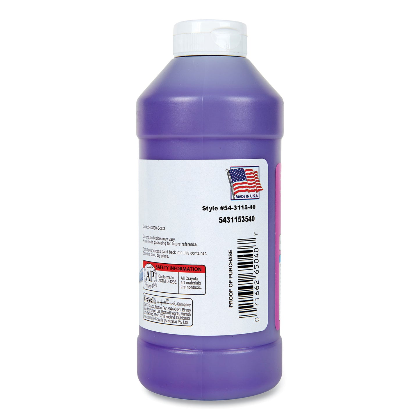 Crayola Artista II Washable Tempera Paint, Violet, 16 oz Bottle (543115040)