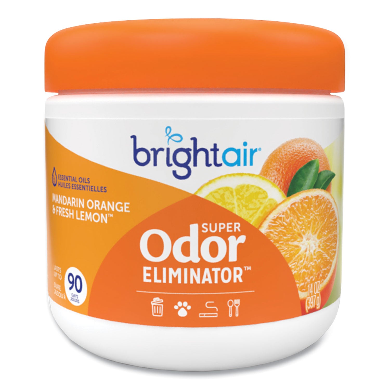 Bright Air Super Odor Eliminator, Mandarin Orange and Fresh Lemon, 14 oz Jar (900013EA)