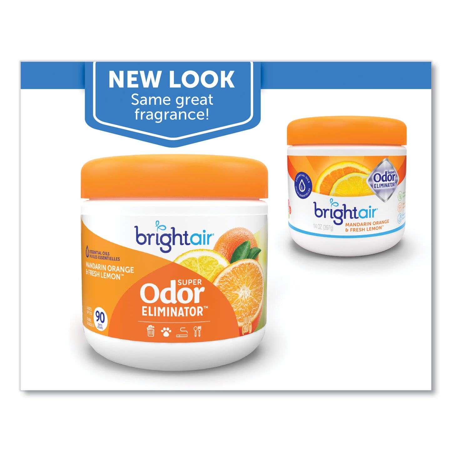 Bright Air Super Odor Eliminator, Mandarin Orange and Fresh Lemon, 14 oz Jar (900013EA)