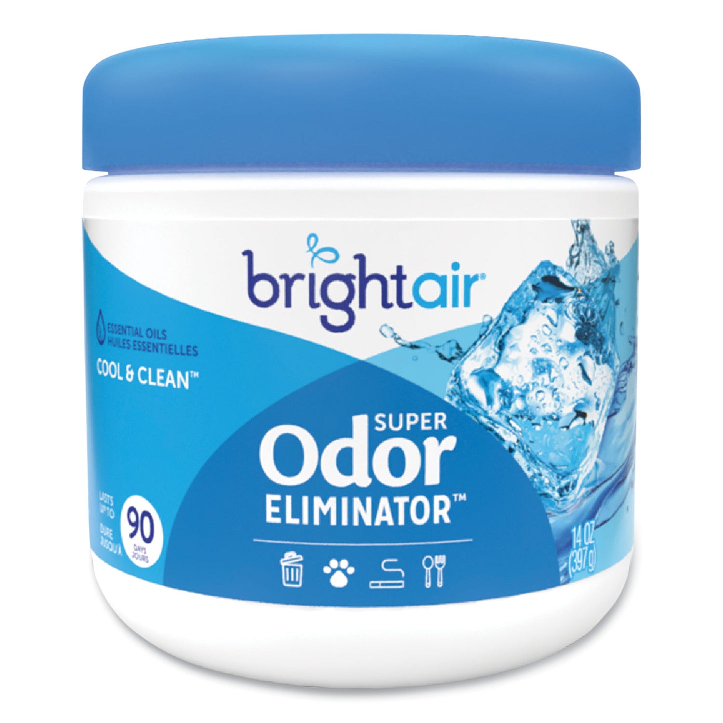 Bright Air Super Odor Eliminator, Cool and Clean, Blue, 14 oz Jar, 6/Carton (900090CT)