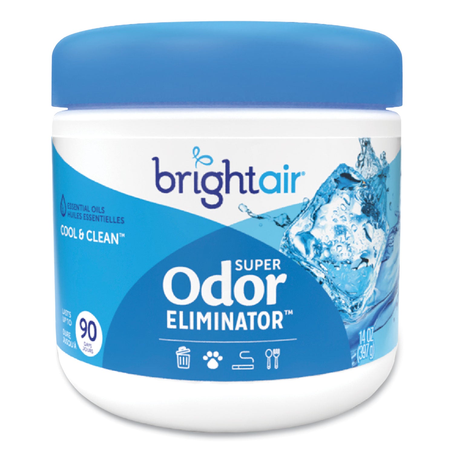 Bright Air Super Odor Eliminator, Cool and Clean, Blue, 14 oz Jar, 6/Carton (900090CT)