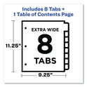 Avery Customizable TOC Ready Index Multicolor Tab Dividers, Extra Wide Tabs, 8-Tab, 1 to 8, 11 x 9.25, White, 1 Set (11163)