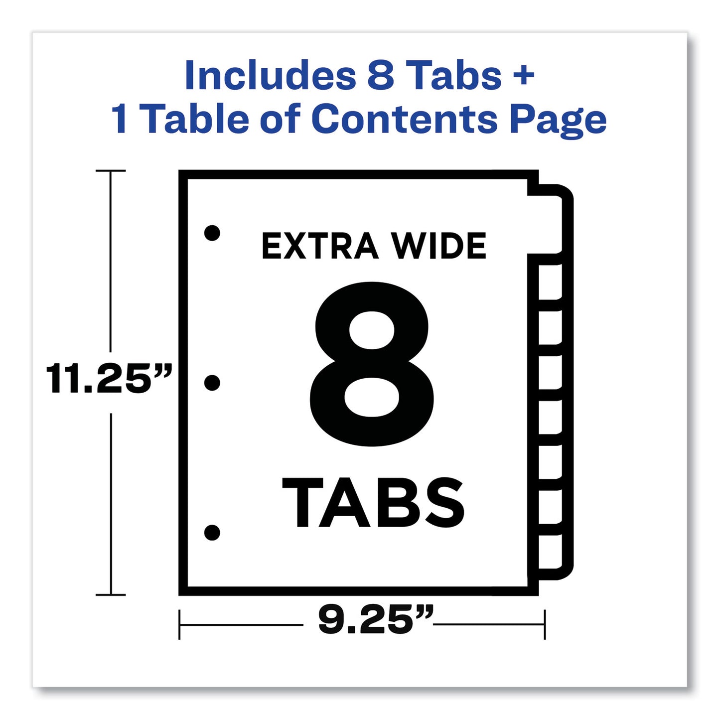 Avery Customizable TOC Ready Index Multicolor Tab Dividers, Extra Wide Tabs, 8-Tab, 1 to 8, 11 x 9.25, White, 1 Set (11163)