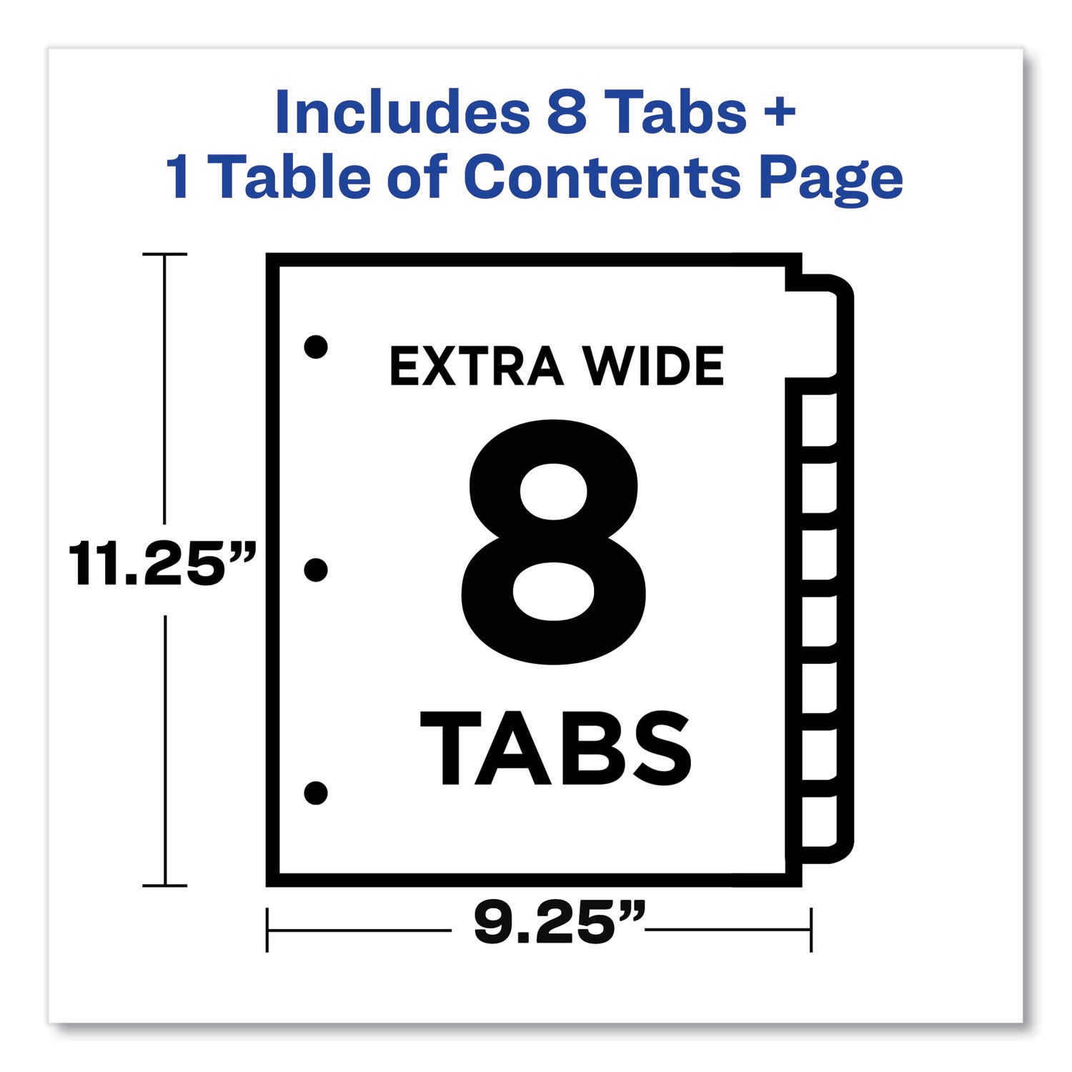 Avery Customizable TOC Ready Index Multicolor Tab Dividers, Extra Wide Tabs, 8-Tab, 1 to 8, 11 x 9.25, White, 1 Set (11163)