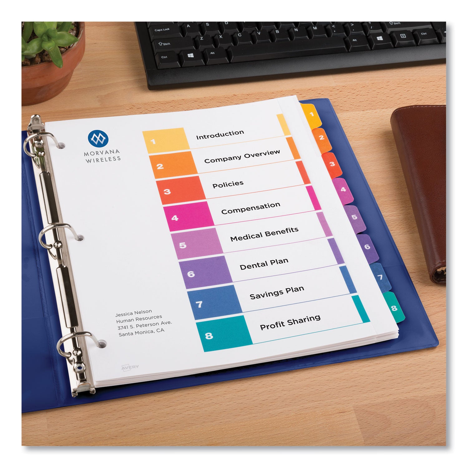 Avery Customizable TOC Ready Index Multicolor Tab Dividers, Extra Wide Tabs, 8-Tab, 1 to 8, 11 x 9.25, White, 1 Set (11163)