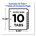 Avery Customizable TOC Ready Index Multicolor Tab Dividers, Extra Wide Tabs, 10-Tab, 1 to 10, 11 x 9.25, White, 1 Set (11165)