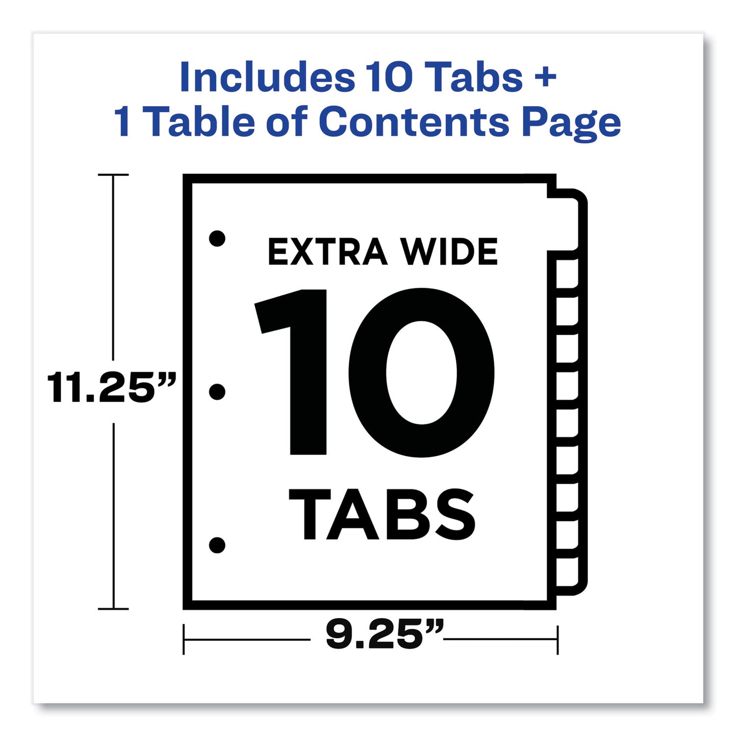 Avery Customizable TOC Ready Index Multicolor Tab Dividers, Extra Wide Tabs, 10-Tab, 1 to 10, 11 x 9.25, White, 1 Set (11165)